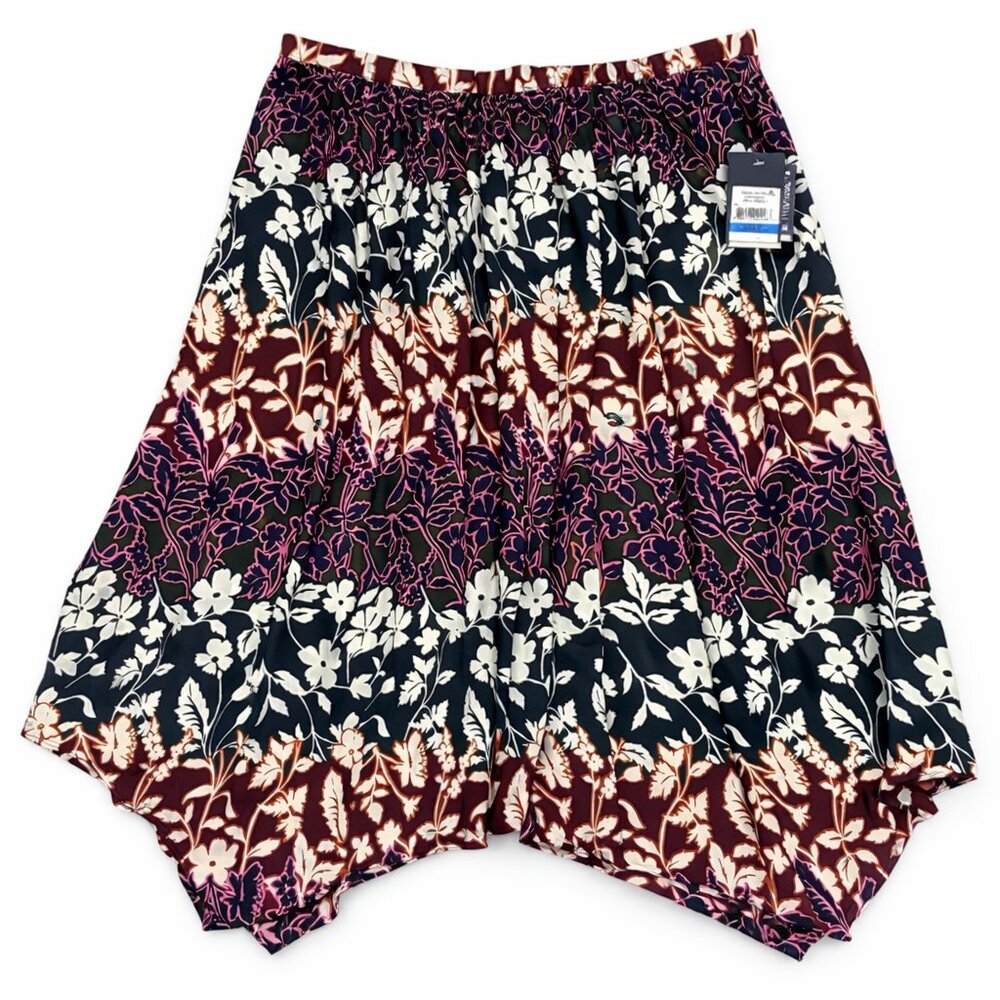 Rachel Roy NWT XL Floral Handkerchief Midi Skirt Elastic Waist Boho Romantic